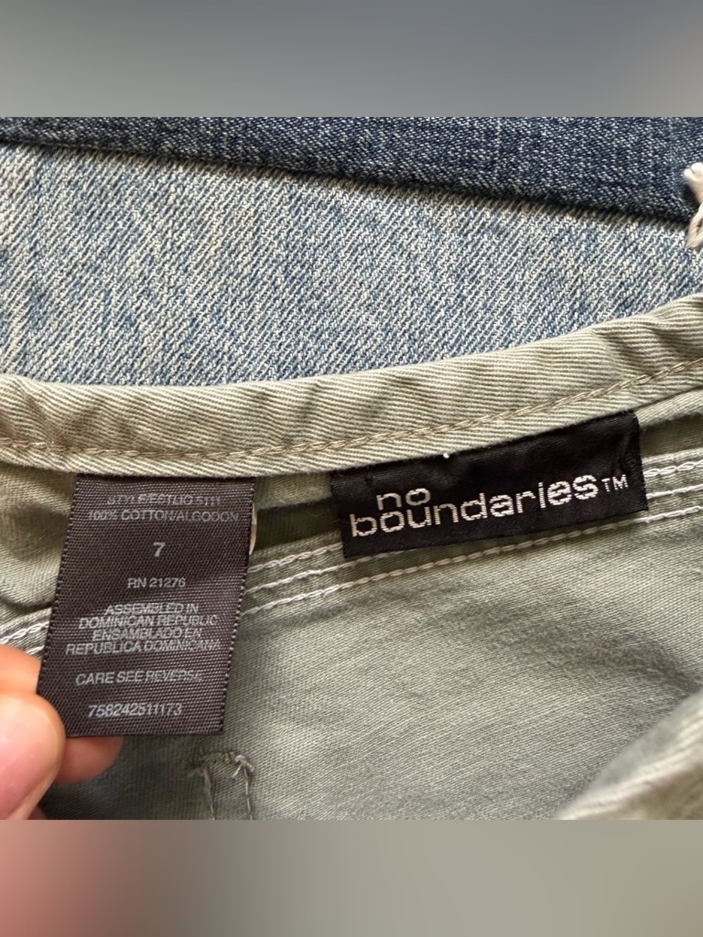 no boundaries Vintage Button Fly Mini Shorts Sage Green 90s Mid Rise Size 7 - Picture 3 of 10